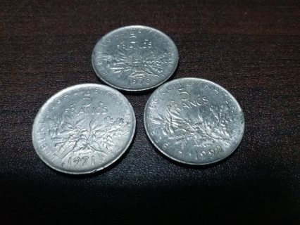 قطع نقدية فرنسية قديمة في حالة جيدة 3