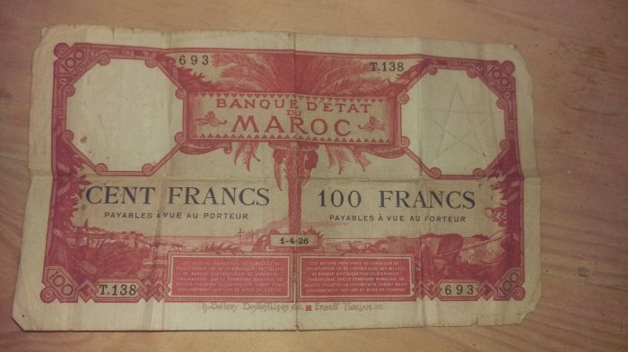100 فرنك مغربي 1926