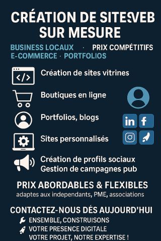 Création de sites web sur mesure – Business locaux, e-commerce...