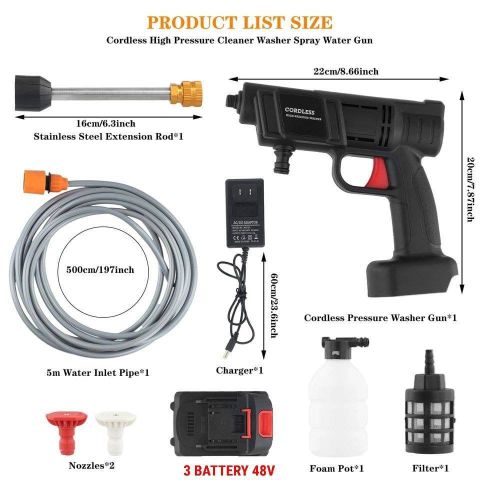 مسدس تنظيف محمول  بطارية 48V ????????، مثالي لغسل السيارات ????، تنظيف  2