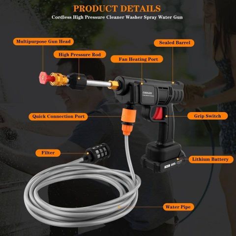 مسدس تنظيف محمول  بطارية 48V ????????، مثالي لغسل السيارات ????، تنظيف  3