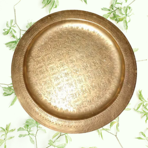 صينية نحاسية منقوشة يدويًا – قطر 45 سم 2
