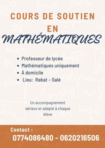 Cours de soutien en Mathématiques à Rabat et Salé