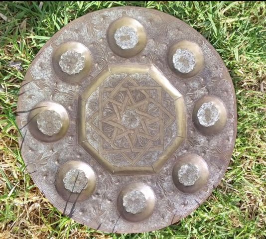 صحن  فرعوني و داودي نحاسي قديم نقش يدوي في غاية الروعة 5