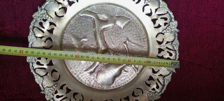 صحن  فرعوني و داودي نحاسي قديم نقش يدوي في غاية الروعة 7