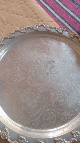 صينية فضة حرة فاسية أصلية - طابع النسر Berrada للبيع تحفة نادرة م 2