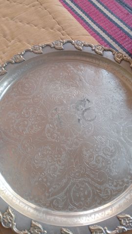صينية فضة حرة فاسية أصلية - طابع النسر Berrada للبيع تحفة نادرة م 3